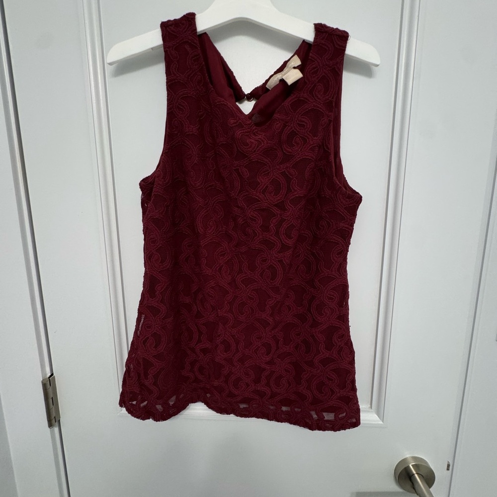 Banana Republic Elegant Burgundy Lace Sleeveless Top